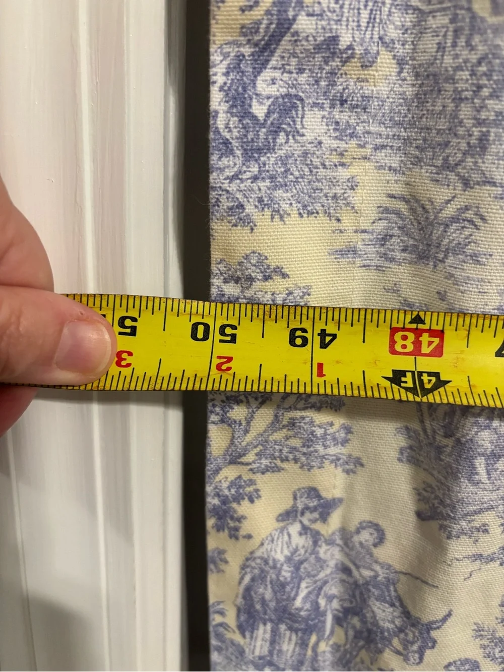 Waverly Blue Toile Curtain Panel on Pale Yellow background (4 panels available)